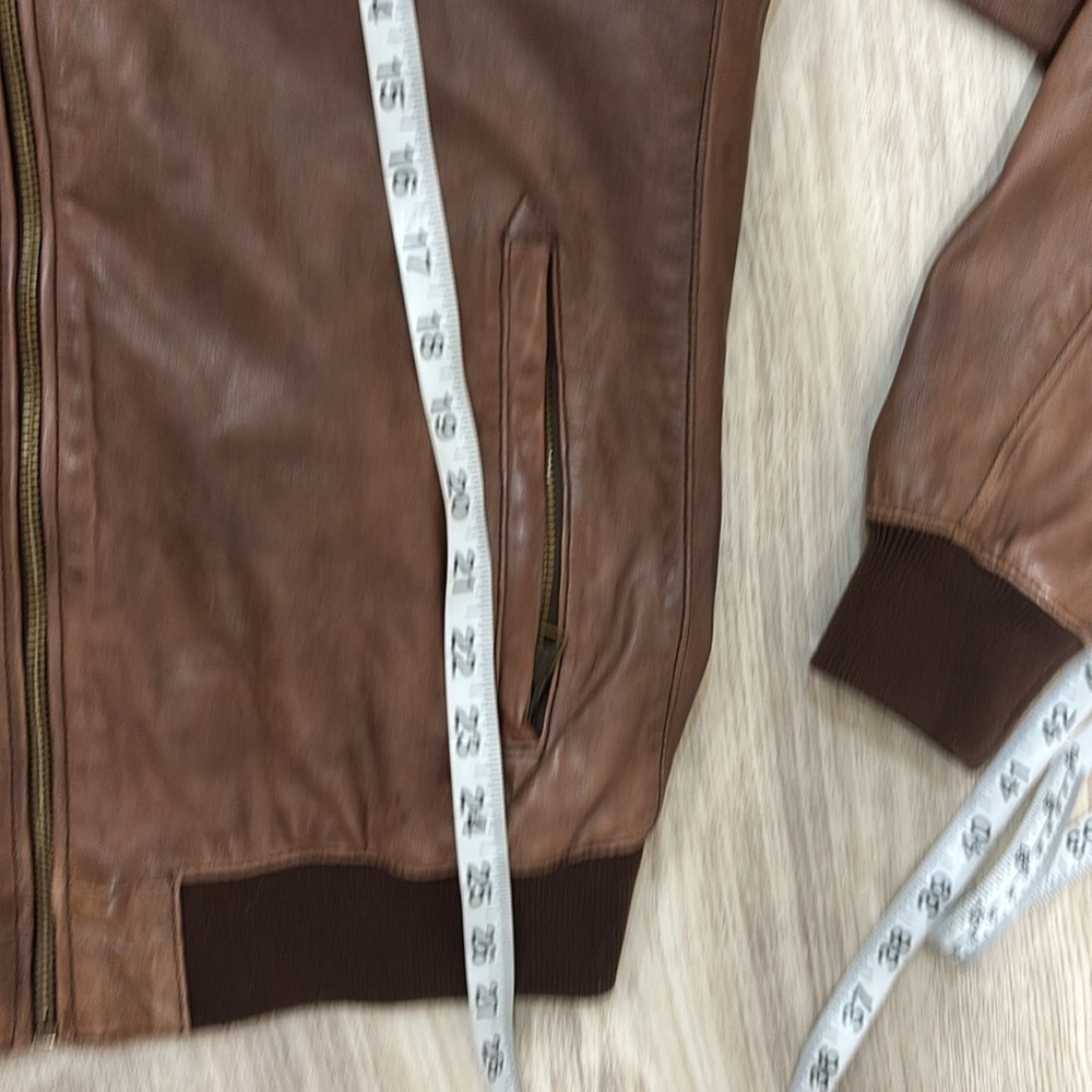 Lucky Brand Black label  Brown Leather Bomber Aviator men  Jacket size small - Picture 8 of 9